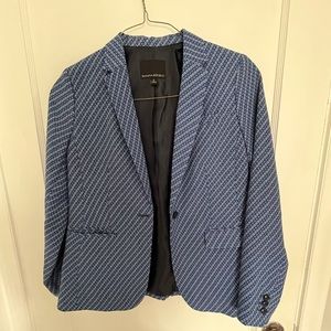 Banana Republic Single Breasted Blue Diamond Print Blazer Jacket 8